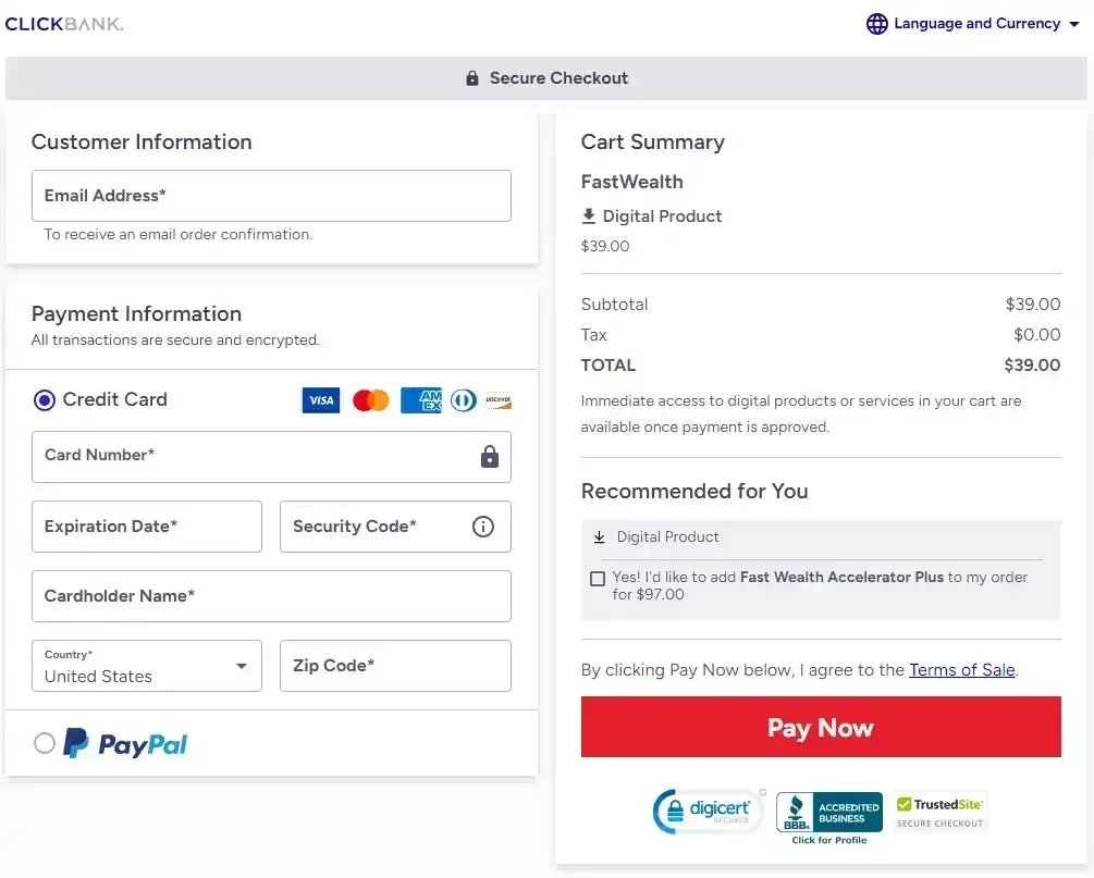 Fast Wealth Payment process 